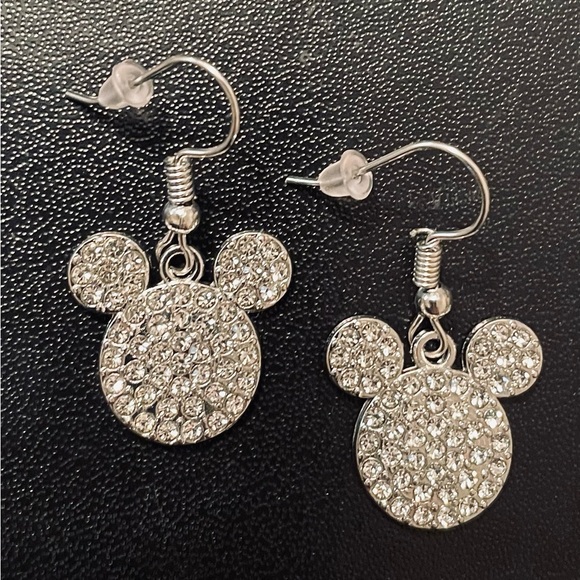 Jewelry - Mickey Mouse Ears Crystal Silver Earrings NEW